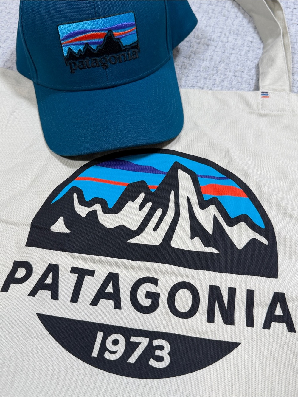 Patagonia '73 Logo Roger That Snapback Hat Cap Bag Set Big Sur Blue Teal